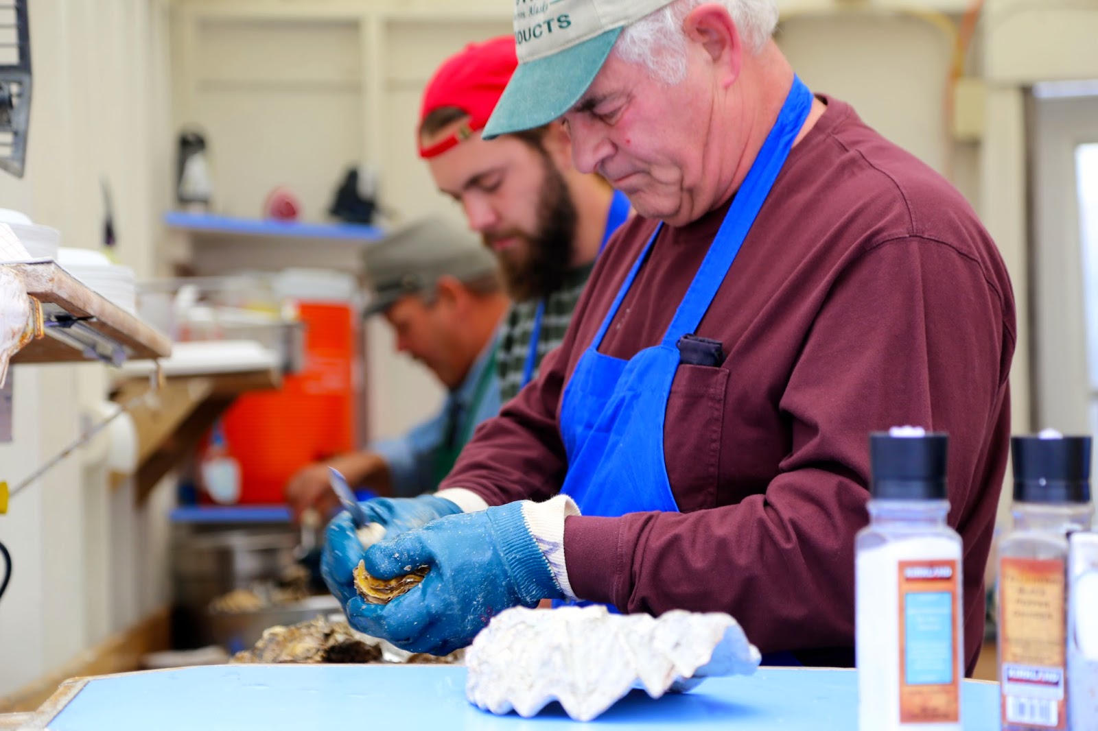 Shucking oysters, Alaska State Fair