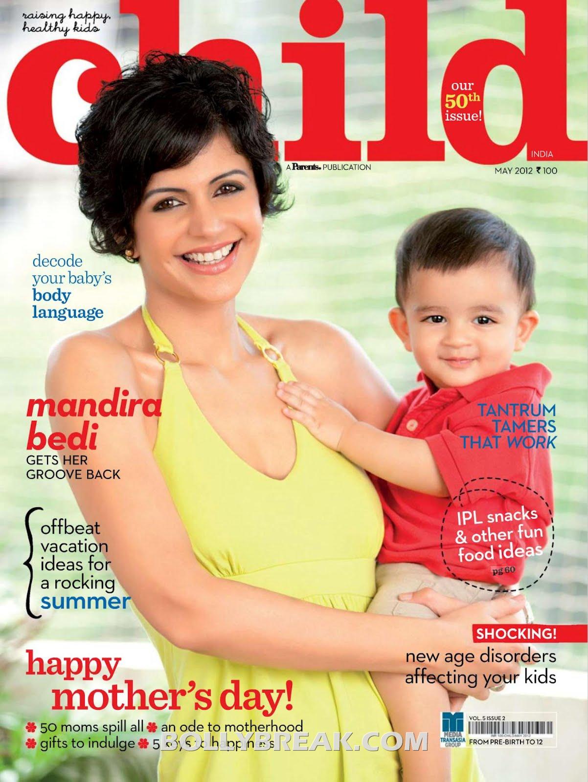 Mandira Bedi on child magazine cover with son - Mandira Bedi With Her Son on front cover page of Child Magazine