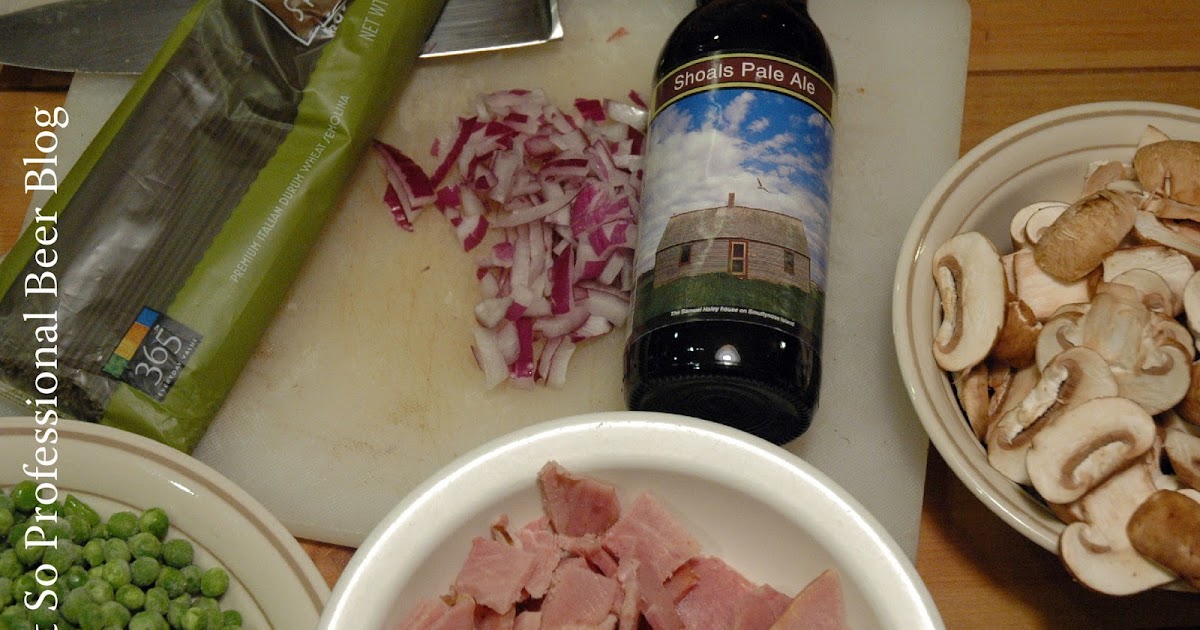 Creamy Pale Ale Pasta with Ham, Peas, and Mushrooms The Not So
