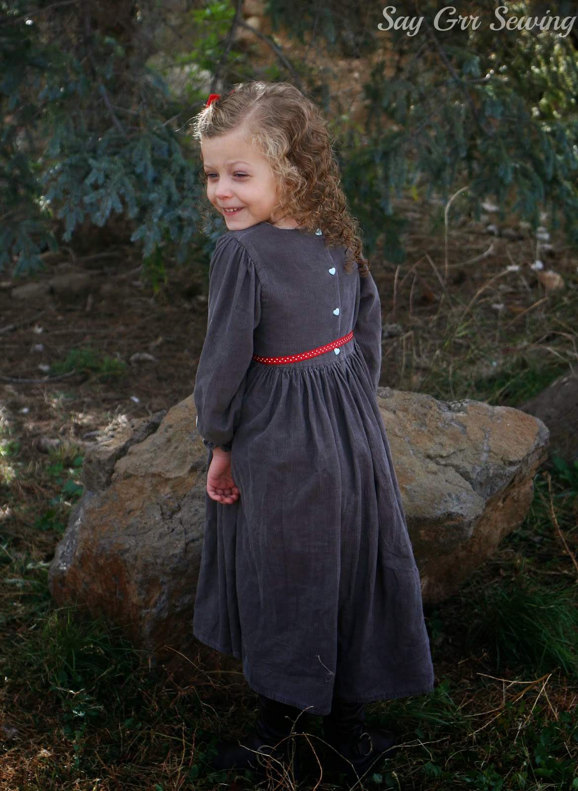 Say Grr Sewing Grey Corduroy Dress