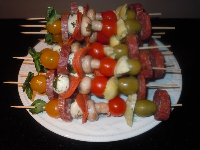 Party with Leah Antipasto Skewers with Pesto Dip