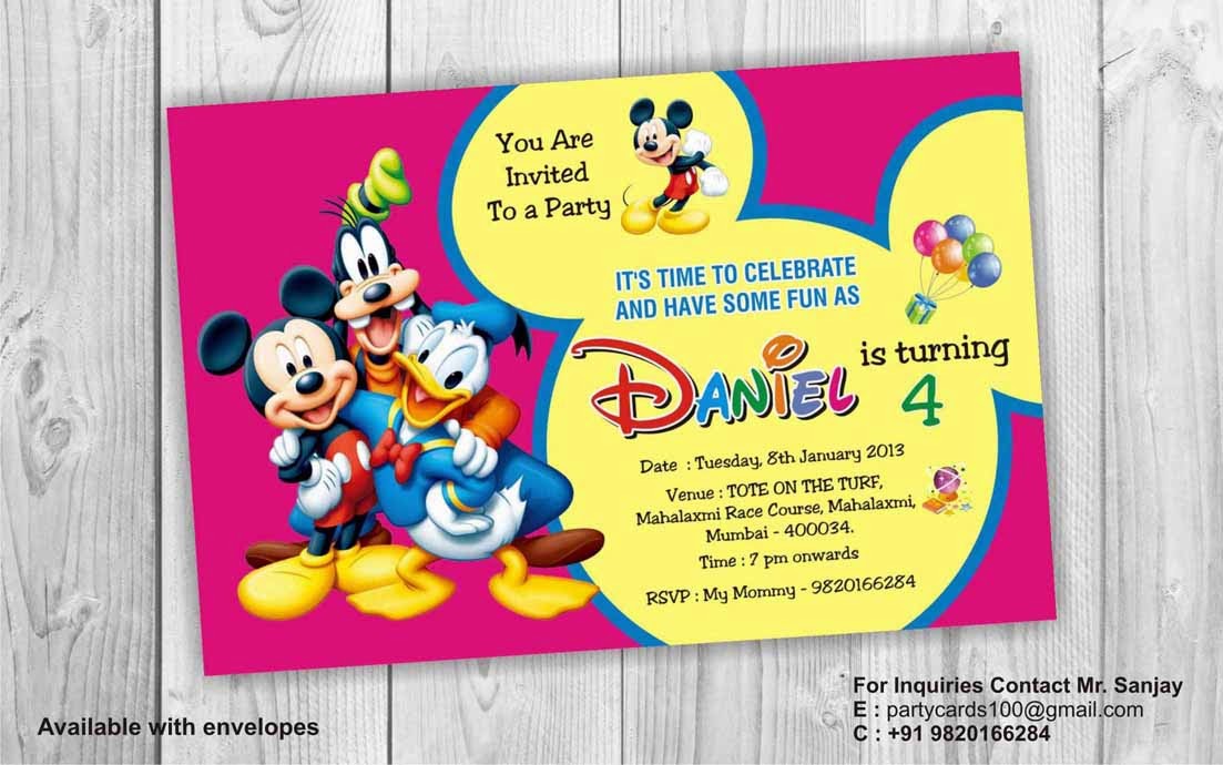 mickey mouse personalised invitations