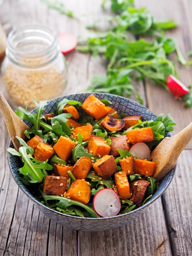 The Iron You Roasted Sweet Potato, Sesame and Arugula Salad with Honey