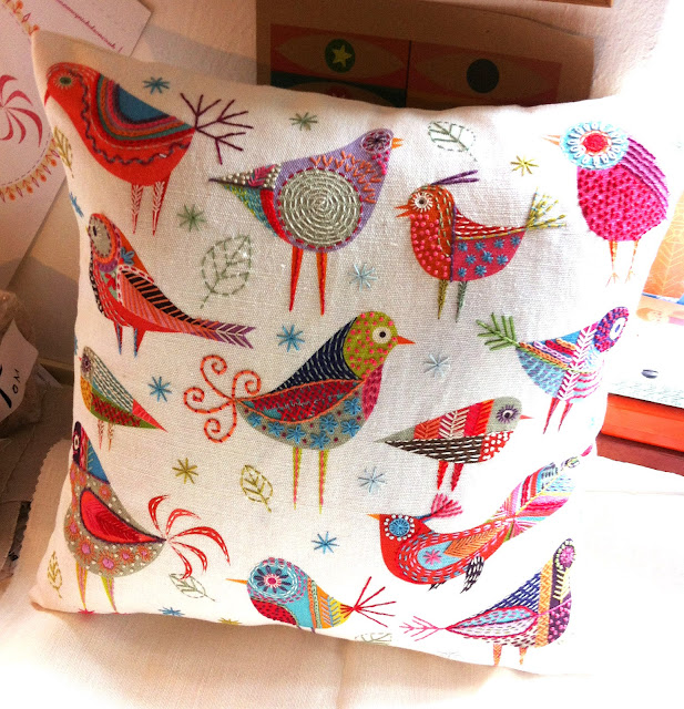 Bird Dance Cushion made up into a cushion 40 x 40 cm square Bird Dance Cushion made up into a cushion 40 x 40 cm square