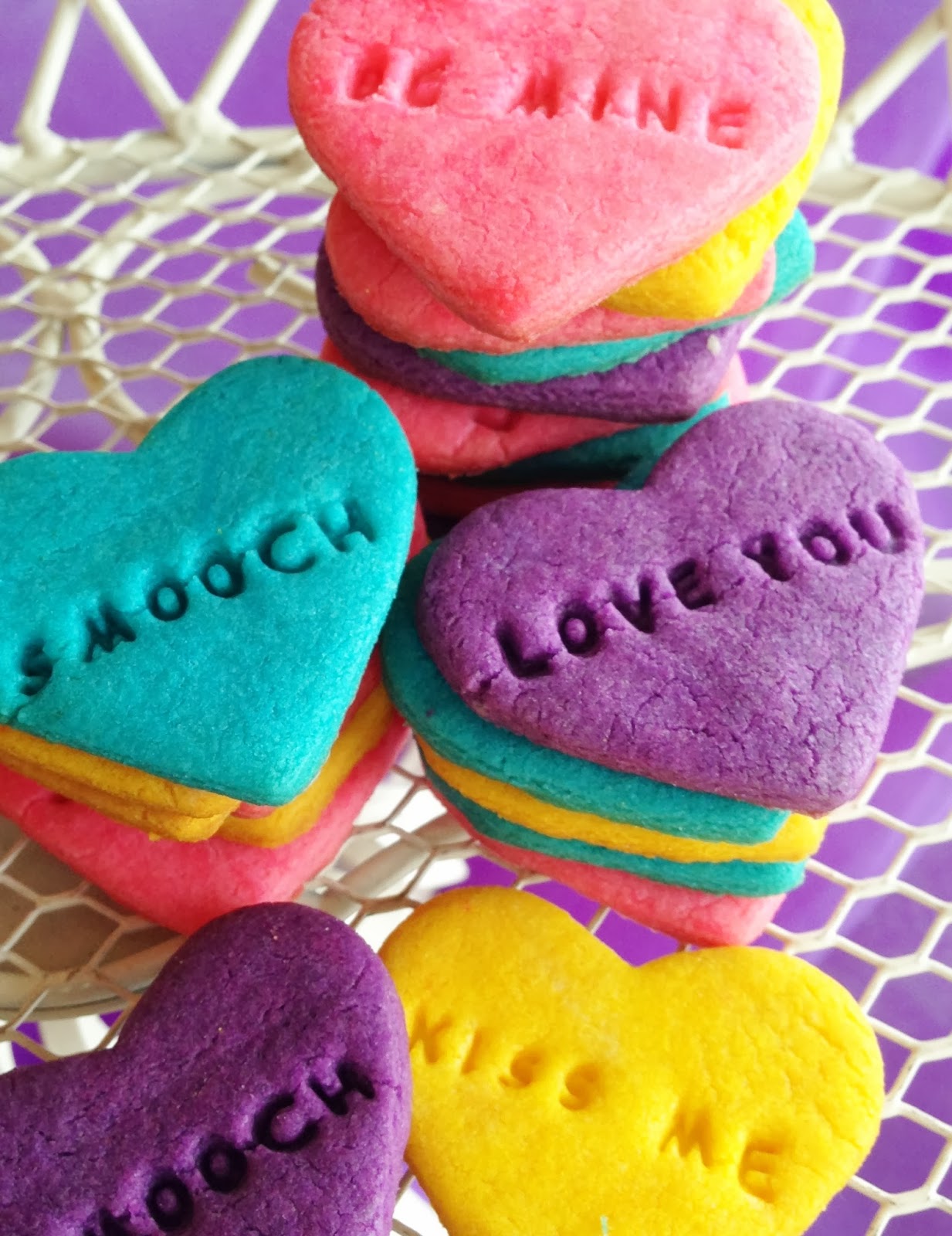 Conversation Heart Cookies Purple Chocolat Home