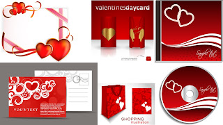 ロマンチックなバレンタインデーの素材 Heart romantic valentine day elements イラスト素材