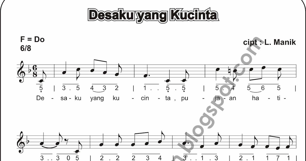 Not Angka Lagu Desaku Yang Kucinta Terbaru