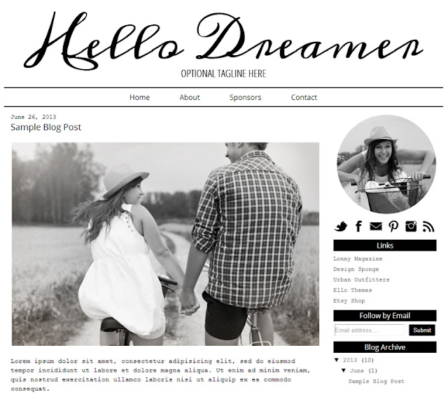 Ello Themes Black & White // Instant Download DIY Blogger Templates
