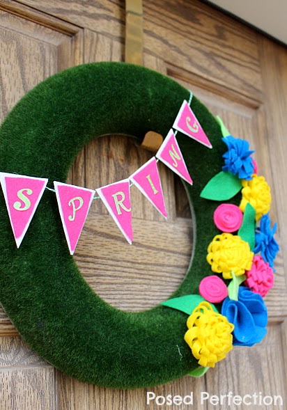 Spring Felt Flower Wreath