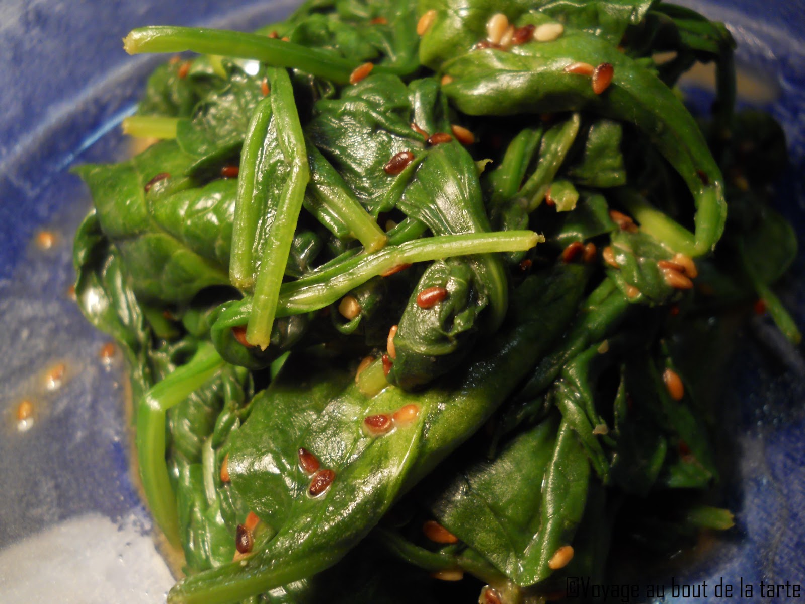Voyage au bout de la tarte Horenso no gomaae salade d'épinards japonaise