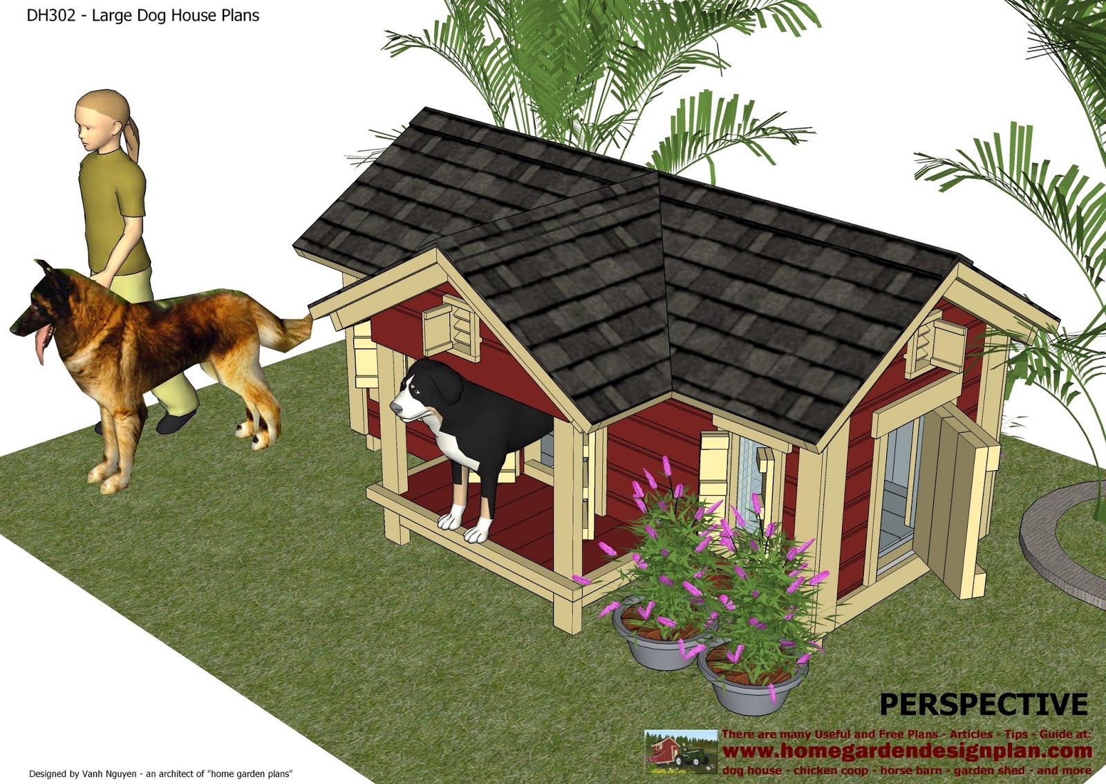 home garden plans DH302 Insulated Dog House Plans Construction Dog