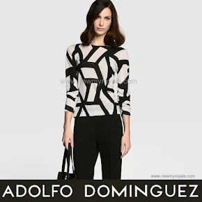 Queen Letizia Style Adolfo Dominguez Geometric Blouse