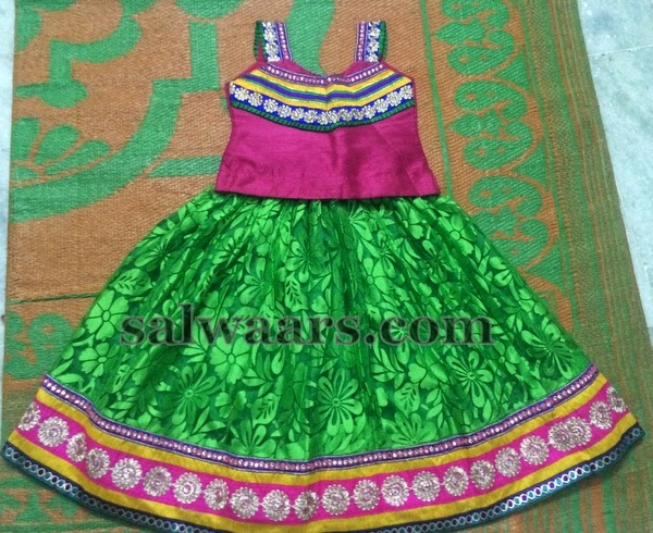 Green Brasso Skirt for 3 to 4 Years Age