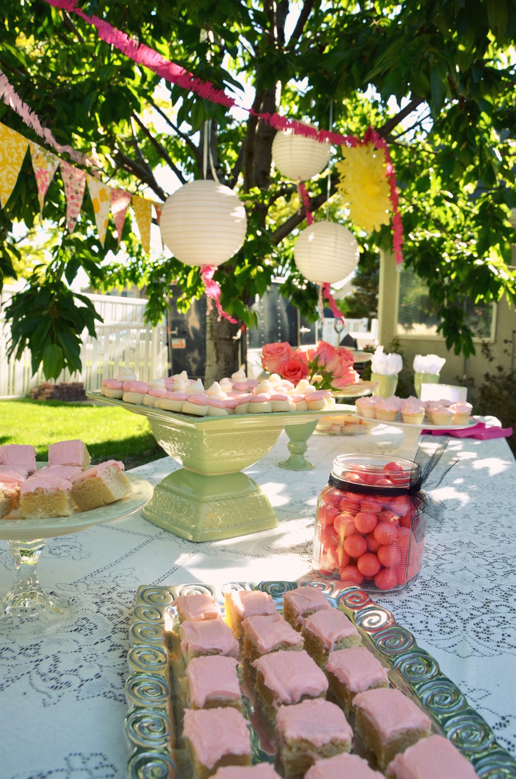 Johnny and Ashley pretty pink backyard baby shower