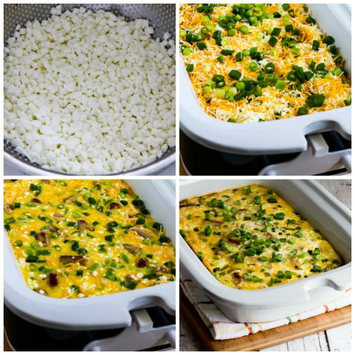 Slow Cooker Egg Casserole with Sausage, Peppers, Cottage Cheese, and