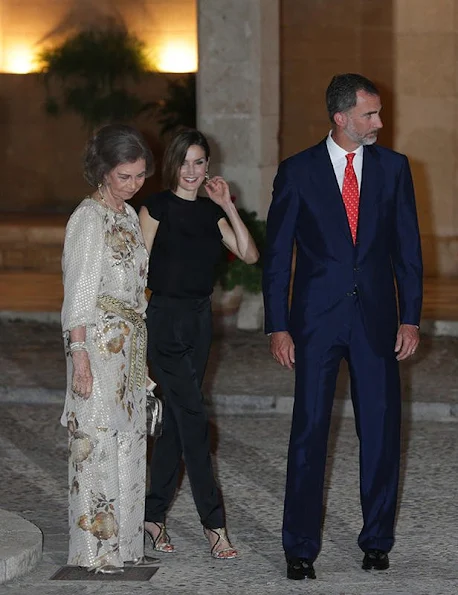 King Felipe, Queen Letizia, Queen Sofia attend a official reception at the Almudaina Palace