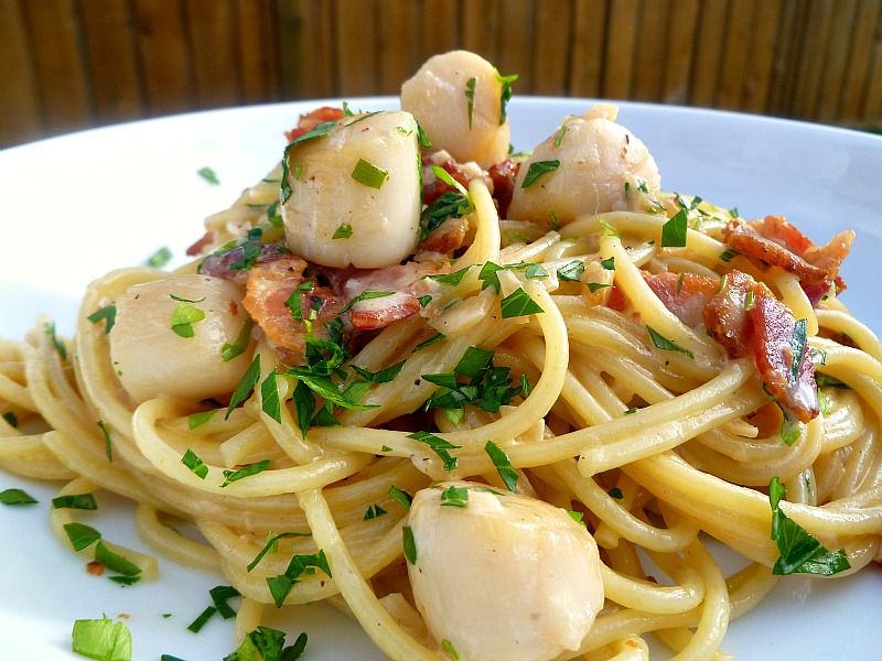 Vanilla Clouds and Lemon Drops Scallop & Bacon Spaghetti