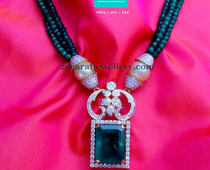 Emerald Beads Set Spectacular Locket - Jewellery Designs