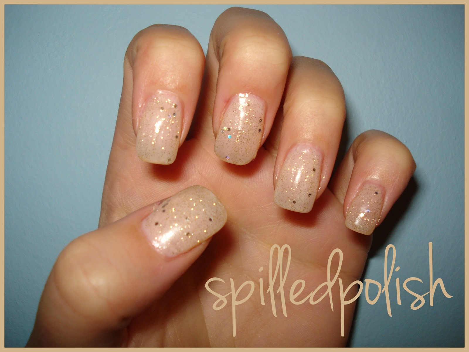 1. Beige and Gold Glitter Nails - wide 3