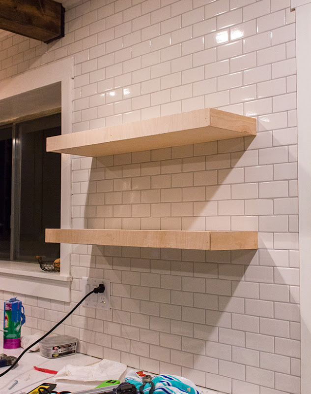 DIY Rustic Floating Shelves Kitchen