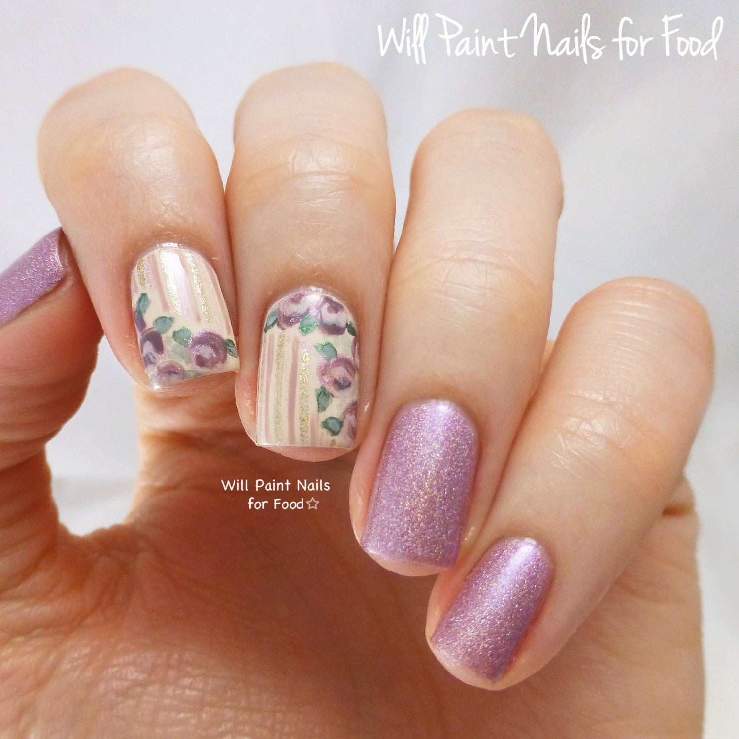 Will Paint Nails for Food The Digital Dozen Does Vintage Victorian Floral with SoFlaJo Pink