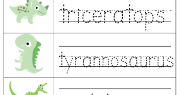 Free for kids: Dinosaur Tracer Writing Pages
