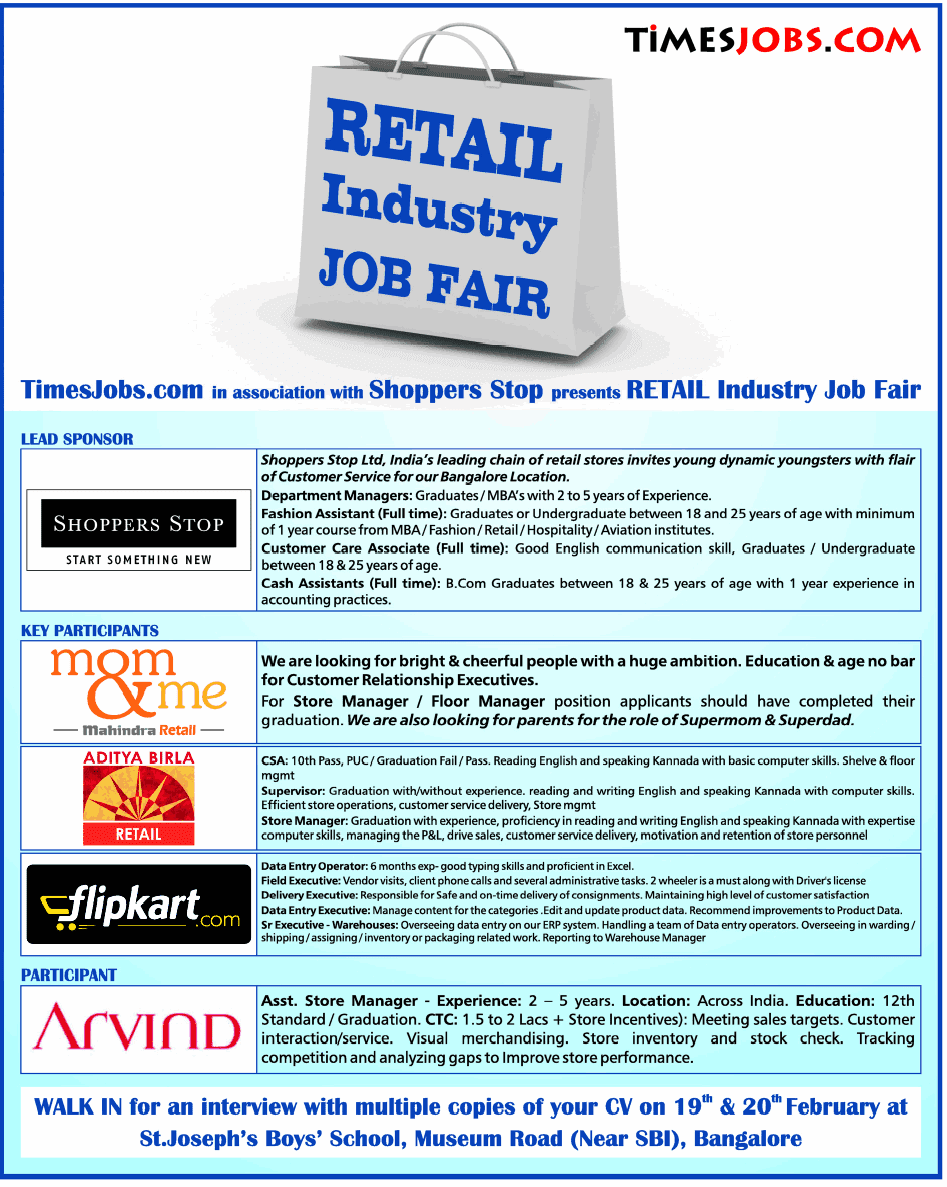 Retail Industry Job Fair in Bangalore 2011 Job Fair in Bangalore 2011
