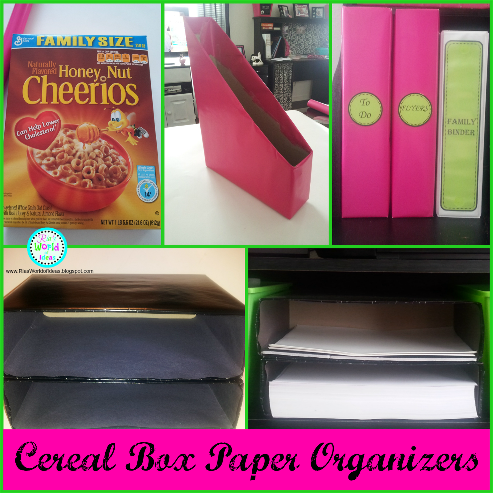 Ria's World of Ideas Cereal Box Paper Organizers