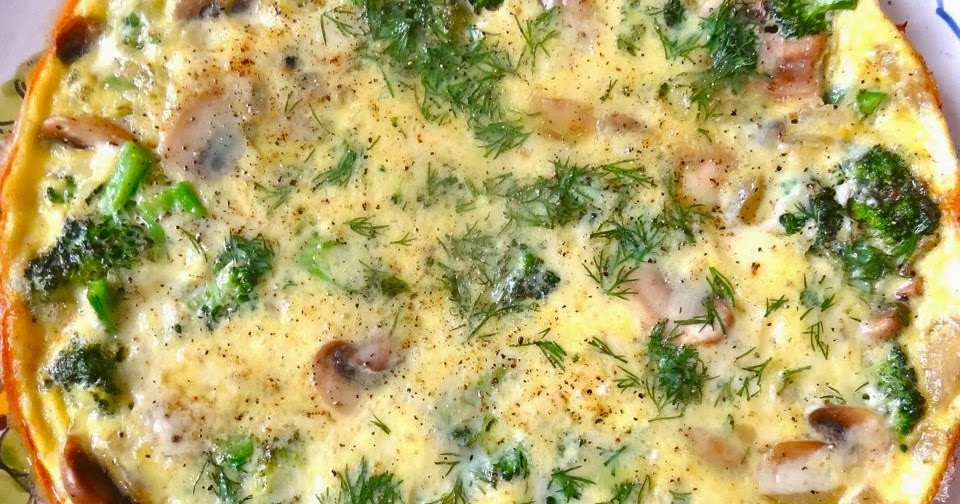 Scrumpdillyicious Broccoli, Mushroom & Dill Frittata with Cheddar