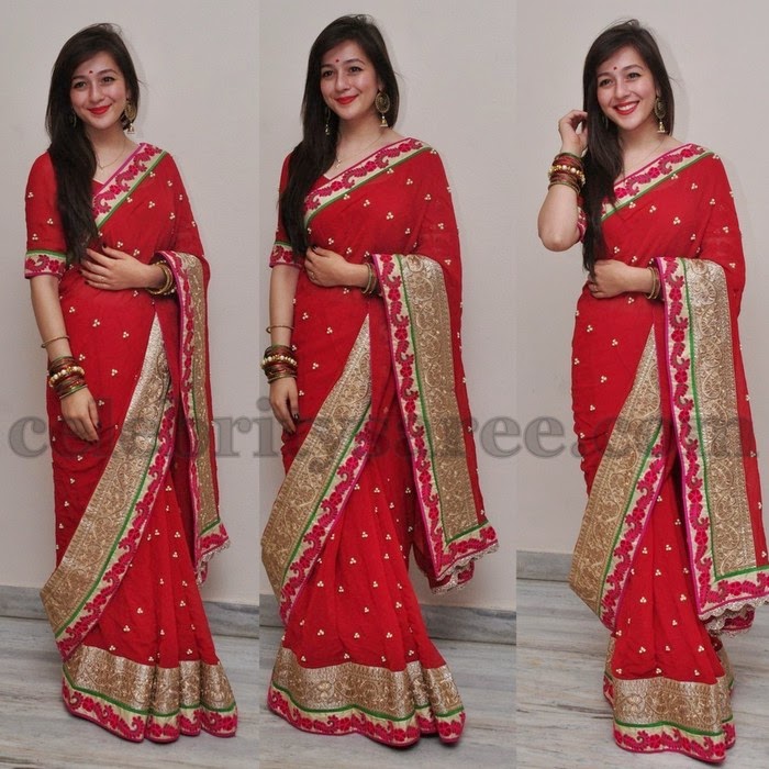 Priya Gore Red Designer Saree