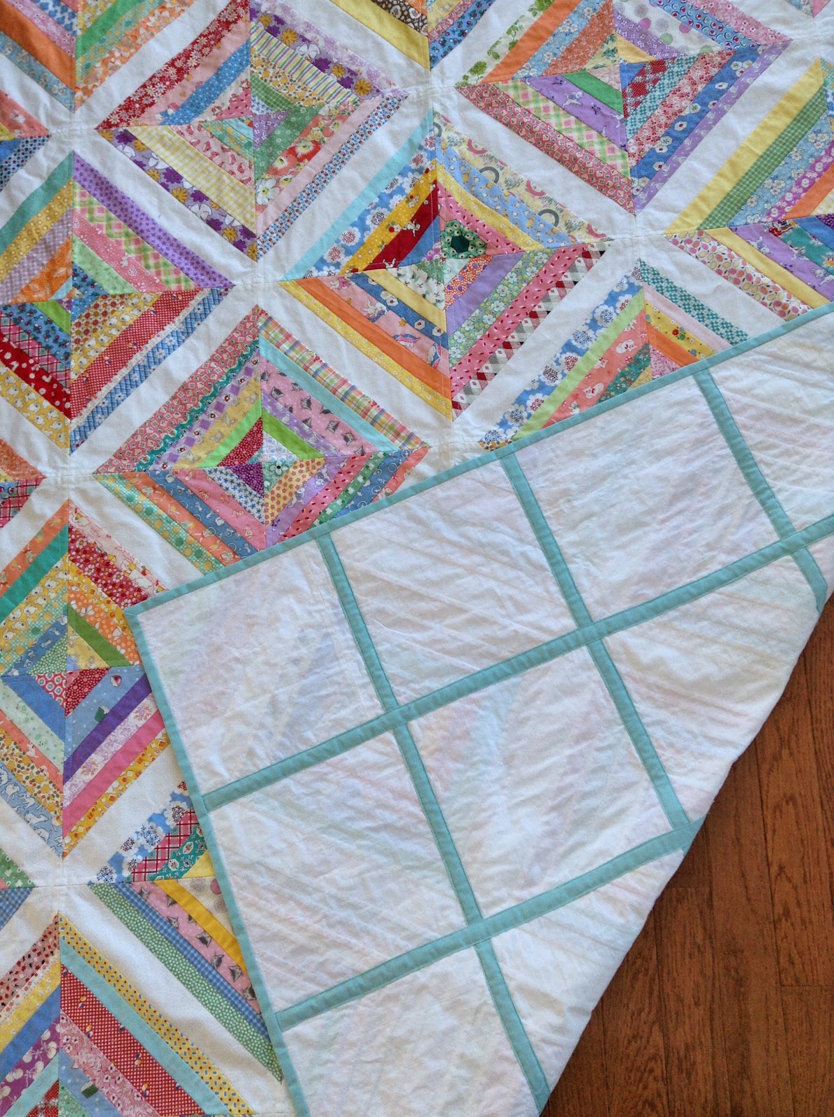 Northern Deb Quilts Scrappy strip coverlet or quilt