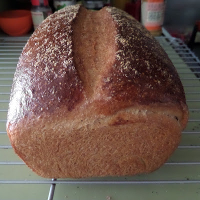Light Wheat and Flax Sandwich Bread (sourdough):  A light wheat bread with 30% whole wheat flour and 6% ground flax seeds.  A nutritious, soft, and sweet loaf.