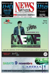 News Spettacolo Cuneo 707 - 8 Novembre 2012 | TRUE PDF | Settimanale | Informazione Locale | Musica | Tempo Libero
Il settimanale di musica e tempo libero della provincia di Cuneo.