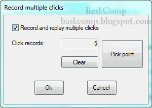 Jendela pengaturan Record Multiple Clicks