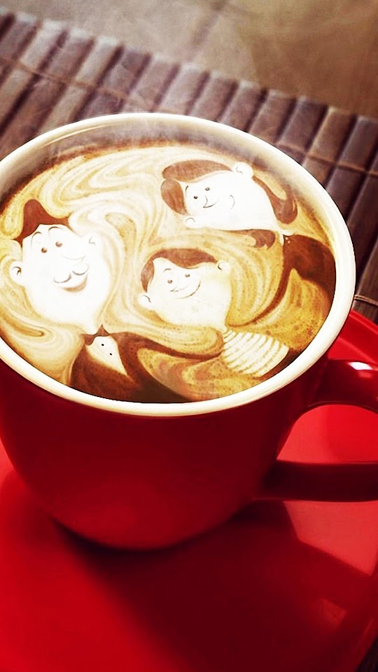 Family In Coffee Foam HTC One  Android Best Wallpaper