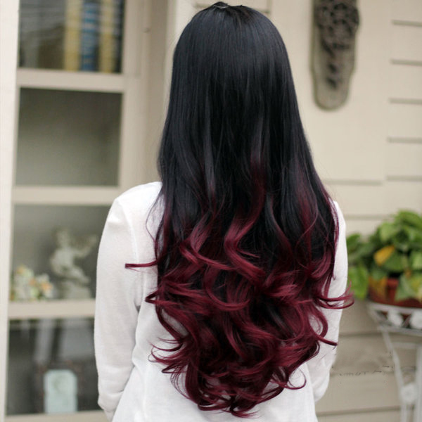 Ombre Black Maroon Super Natural Non Shiny Look Like Real Hair