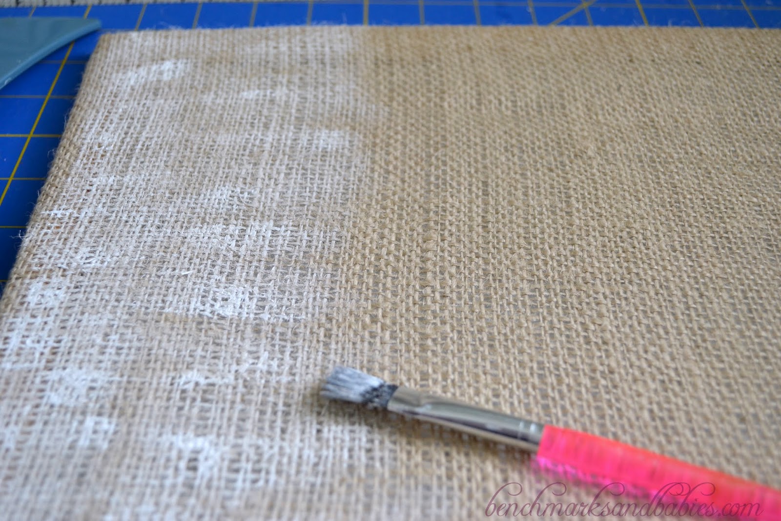 benchmarks and babies Burlap Wall Art