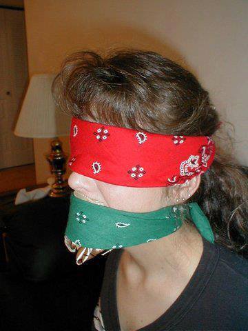 Lesbian blindfolded tied