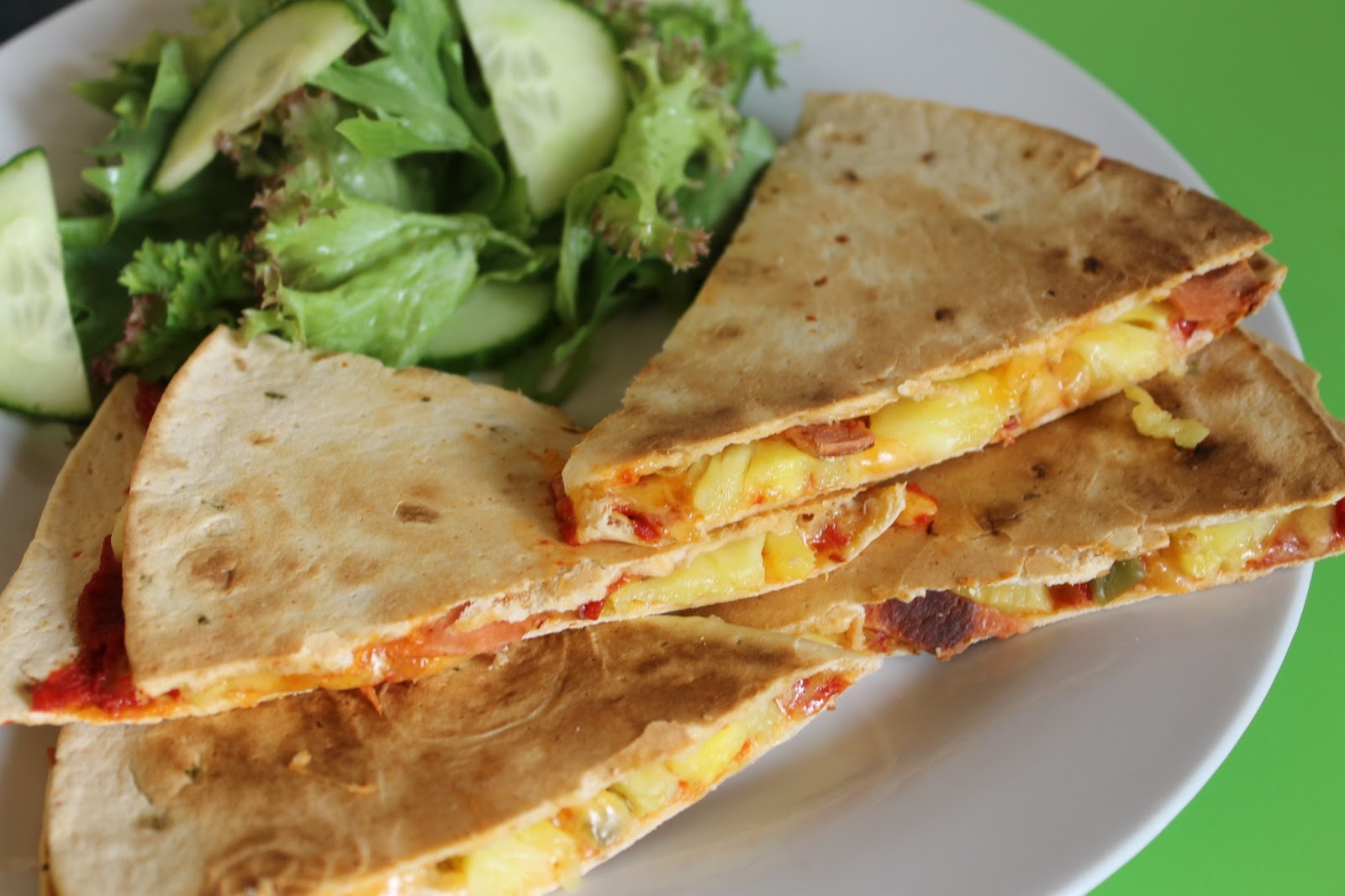 We Don't Eat Anything With A Face Vegetarian 'Hawaiian' Quesadillas