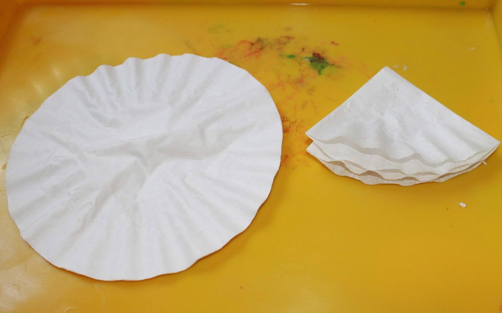 1. Fold coffee filter in half & then in half again
