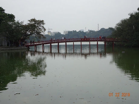 Bridge to pagoda on the lake