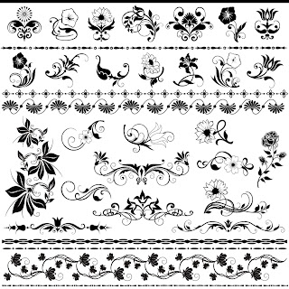 美しい花の飾り罫 Beautiful lace pattern square material イラスト素材
