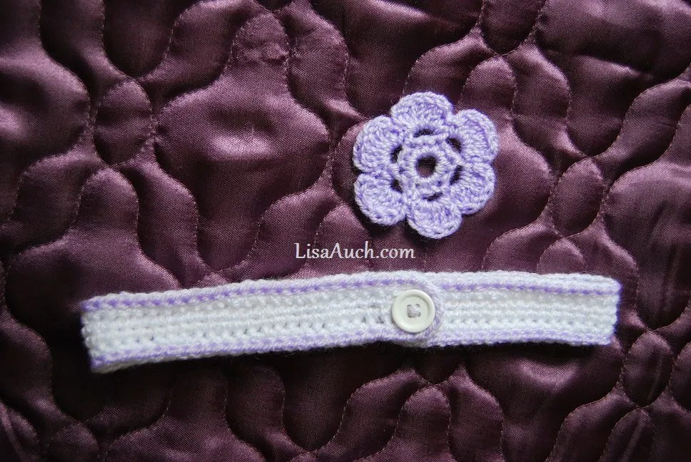 Easy crochet baby headband with button and 6 petal crochet flower (Free crochet patterns)