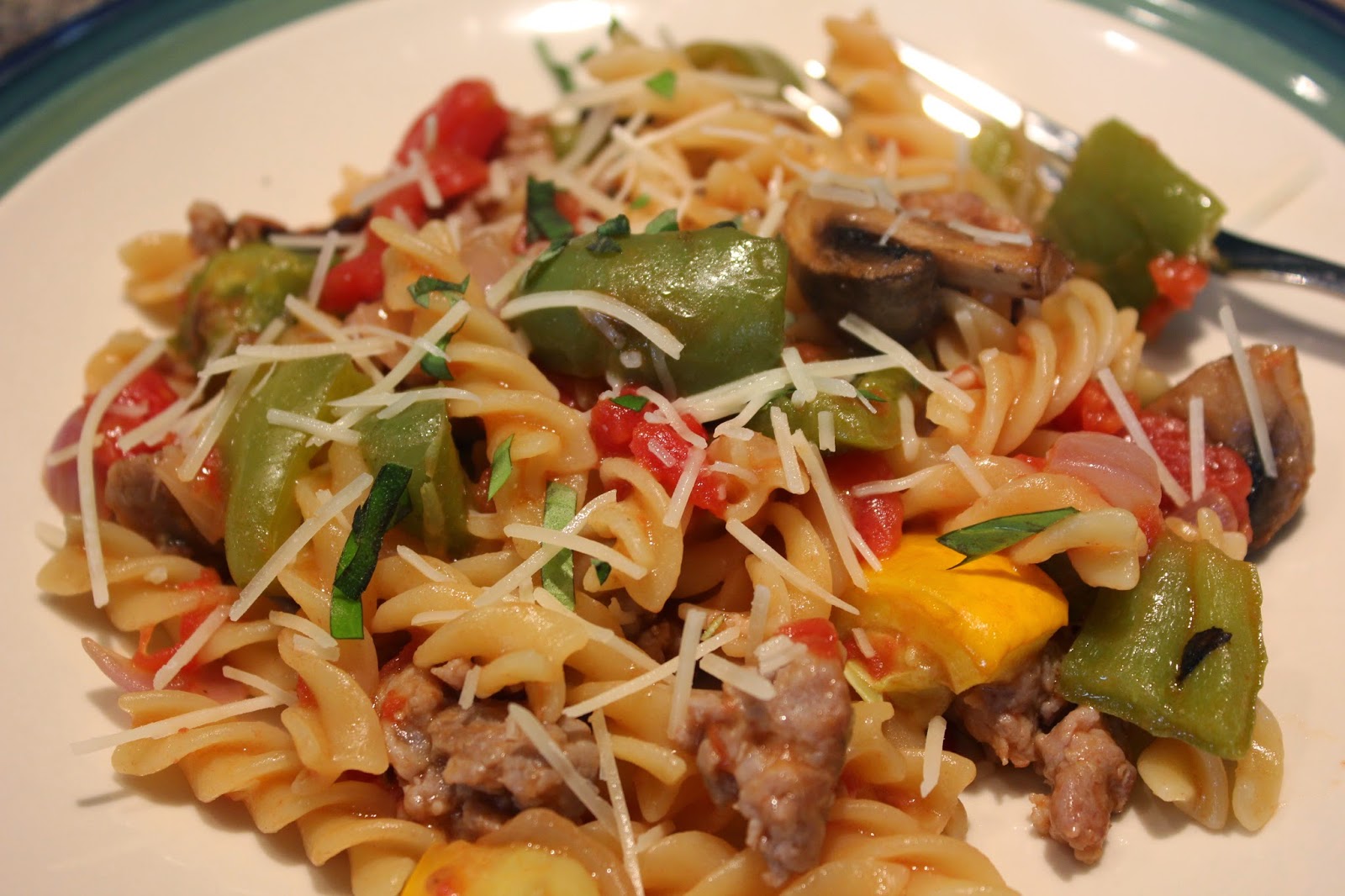 The Busy Moms' Recipe Box Roasted Veggie and Sausage Pasta