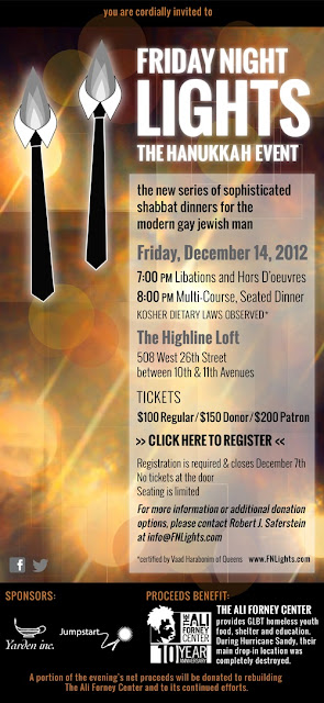 I just bought my tickets to Friday Night Lights: Shabbat Dinners for the Modern Gay Jewish Man