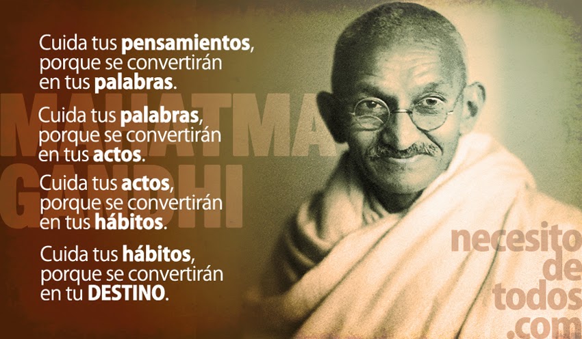 Reflexion de Gandi Manhatta y su foto en persona.