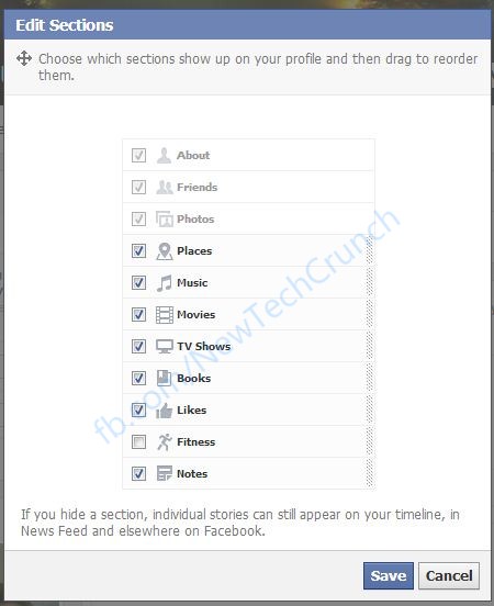 customize facebook sections