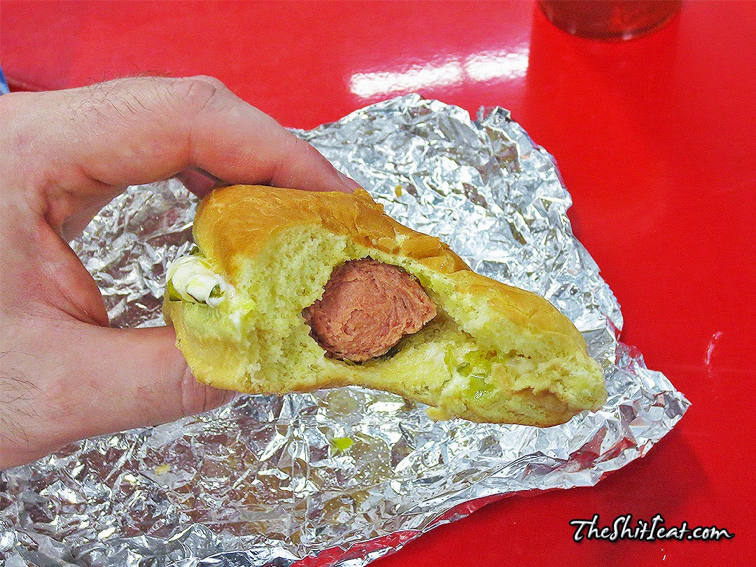 The Shit I Eat BJ's Hot Dog with Relish and Mayo