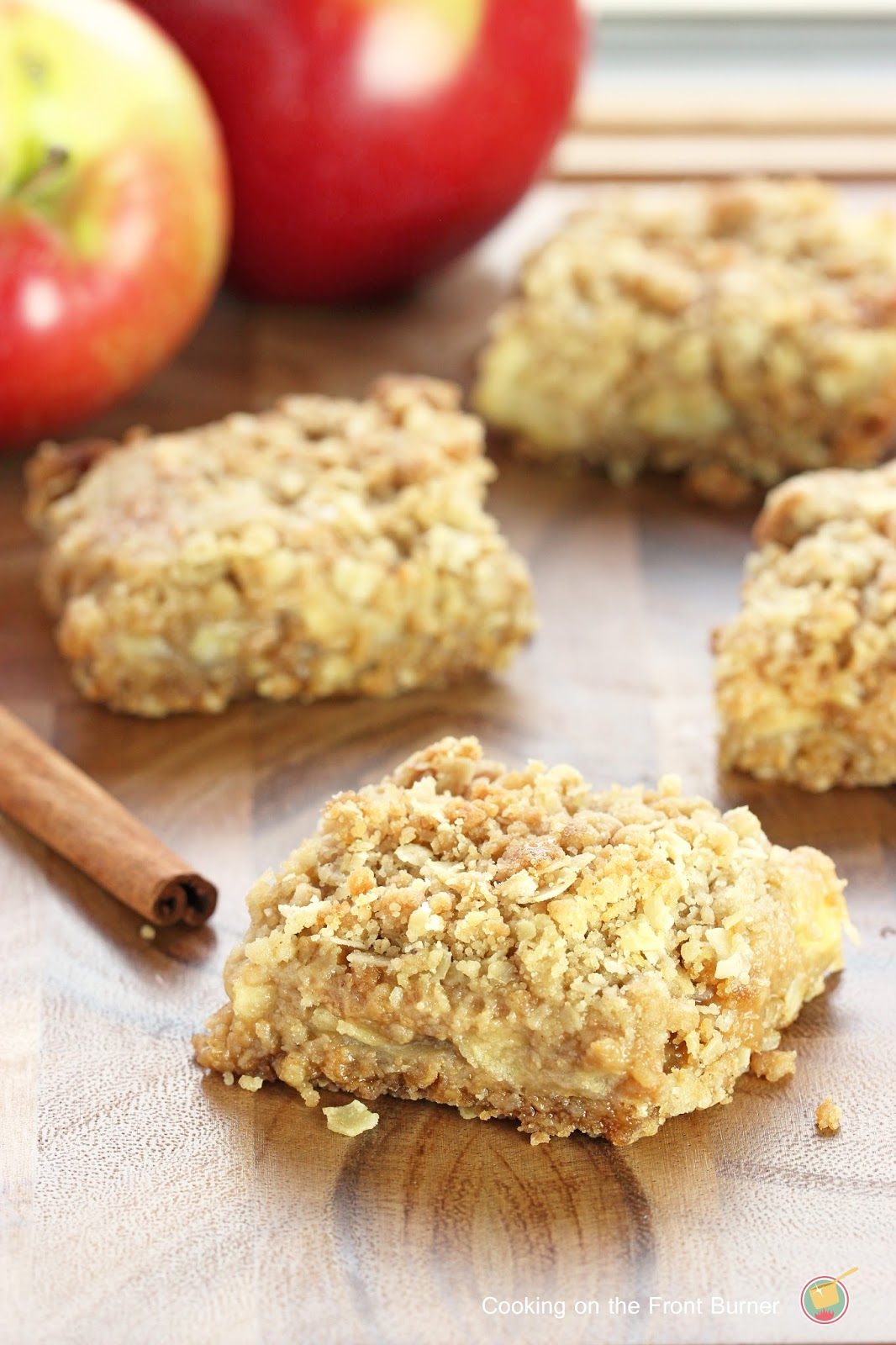 Caramel Apple Oatmeal Crumb Bars Cooking on the Front Burner