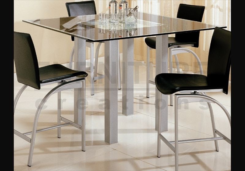 glass and metal kitchen table bege
